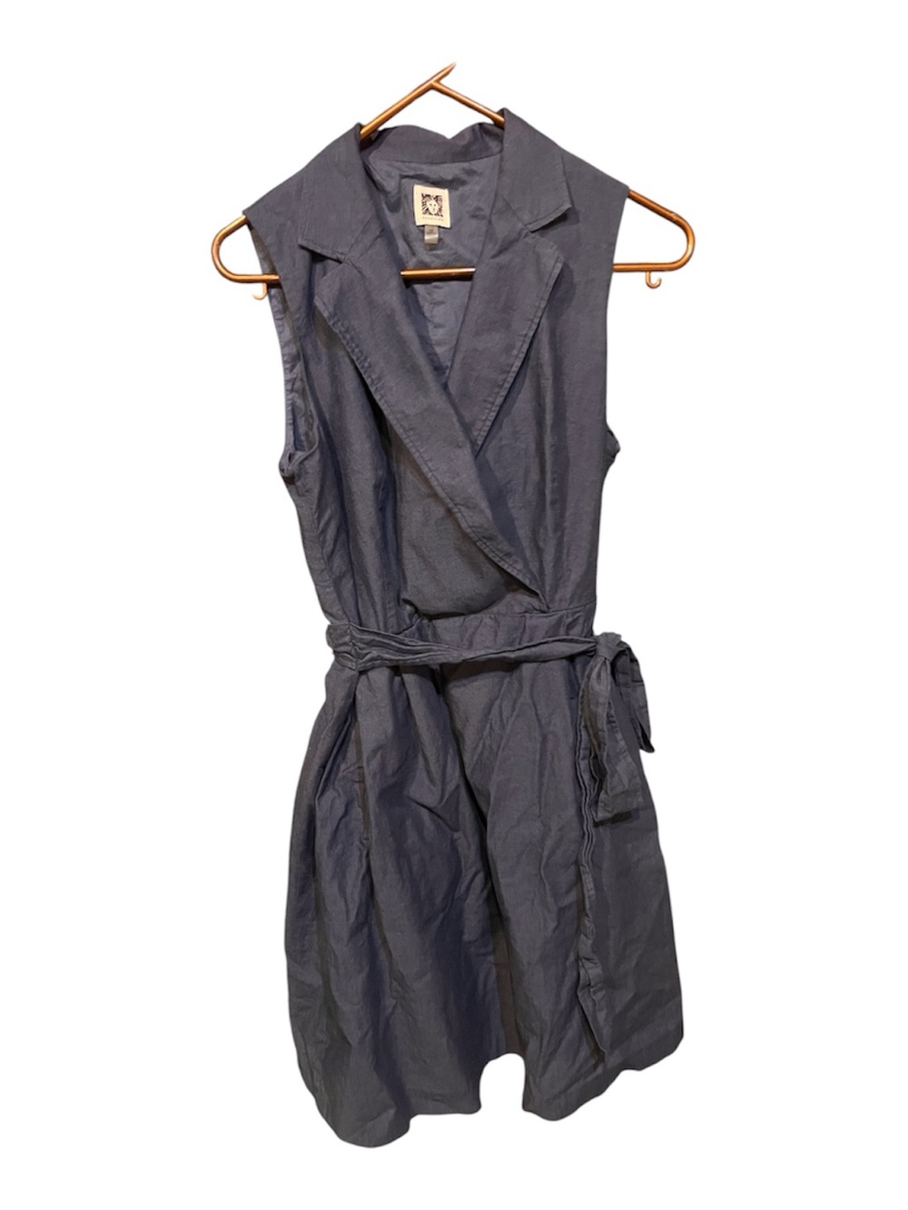 Anne Klein Navy Linen-Blend Shirt